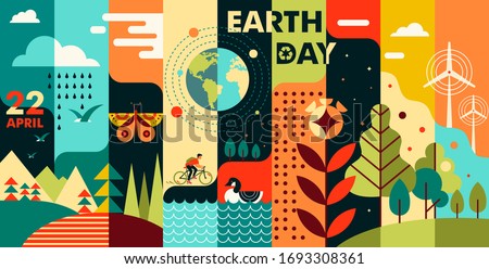 World Earth Day. Flat style illustration depicting nature. Vector background
