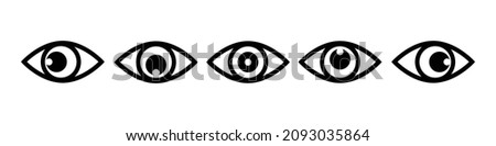 An icon of an eye looking in various directions. Vectors.