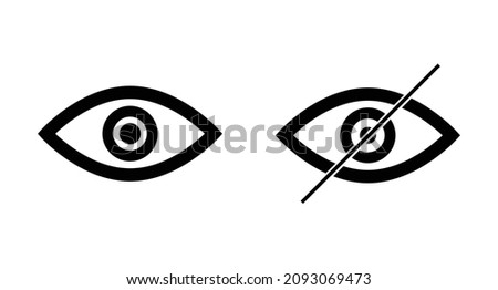 Eye icon about showing and hiding. Used to make passwords and other information invisible.