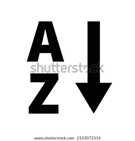 Alphabet sort icon. Arrow and letter vectors.