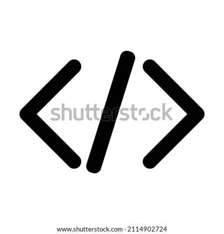Tags and slash. Coding mark silhouette icon. Vector.