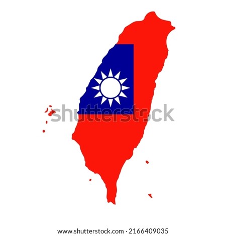 Taiwanese flag in the shape of a map of Taiwan. Vector.