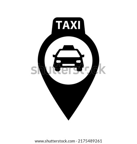 Taxi map pin icon. Taxi location information. Taxi stand. Vector.