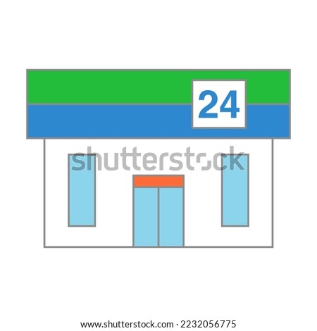 24-hour convenience store icon. Vector.