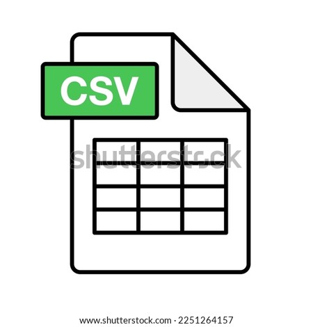 CSV file icon. Datasheet icon. Vector.
