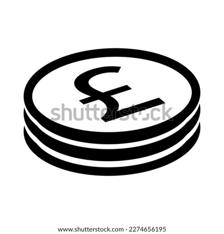 Stacked pound sterling silhouette icon. British currency. Vector.