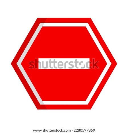 Hexagonal stop sign. No Entry. Traffic regulation. Vector.