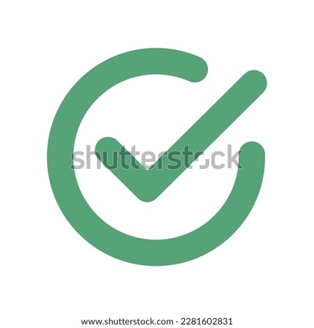 Round check mark symbol. Certification or permission. Vector.