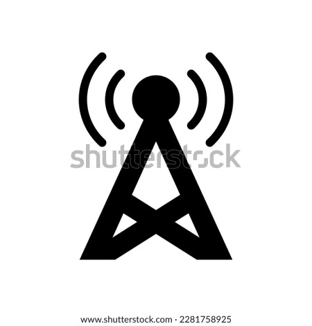 Radio tower silhouette icon. Broadcasting tower. Vector.