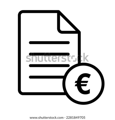 Simple Euro coin and financial document icons. Vector.