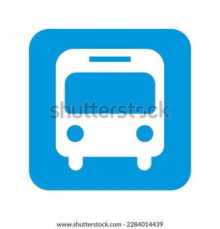 Blue bus stop icon. Boarding position. Vector.