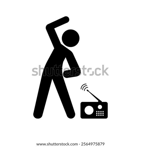 Radio calisthenics silhouette icon. Vector.