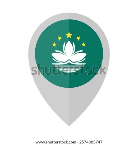 Macau flag map pin. Vector.