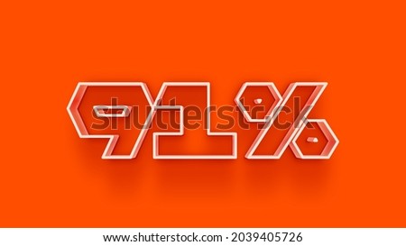 3d number 91 percent off isolated on background coupon 91% discount 3d rendering discount collection for your unique selling poster, banner ads, Christmas, Xmas sale and more