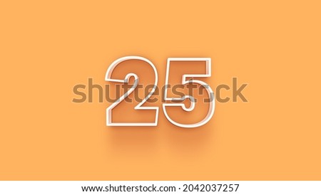 Yellow 3d number 25 isolated on yellow background coupon 25 3d numbers rendering discount collection for your unique selling poster, banner ads, Christmas, Xmas sale and more