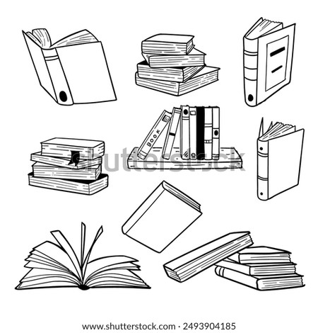 flat design books collection good for icon and sticker, vector illustration