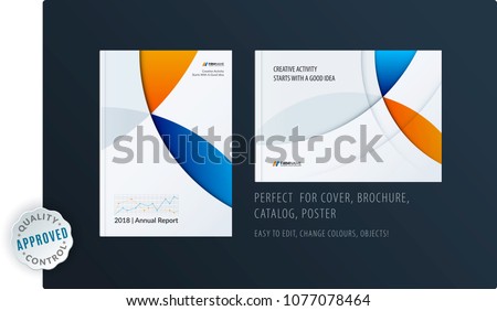 Material design template with colourful circles intersections. Creative abstract brochure set, annual report, horizontal cover, flyer