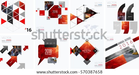 Business vector design elements for graphic layout. Modern abstract background template with red rectangles, geometric shapes for PR, business, tech in clean minimal style. Mega set.