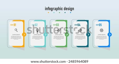 Design step infographic workflow chart number infographic process 5 step chart with line icons Information vector concept Illustration of step information chart and infographic