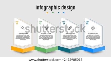 Business infographic design template with 4 steps, options. can be used for workflow diagram, info chart, web design. vector illustration.	