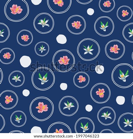 Vector citrus fruit and floral pattern design with fruit slices and lemon flower. Designed by Daania at deeyana83*yahoo.com