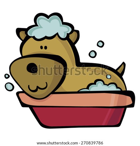 Dog Taking A Shower Stock Vector Illustration 270839786 : Shutterstock