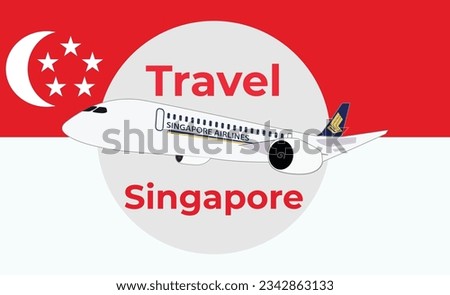Travel to Singapore, travel design template with plane
