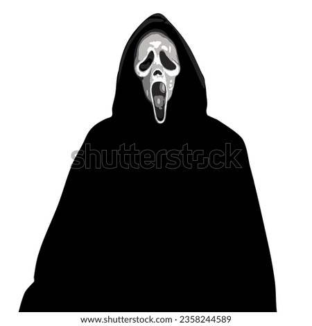 Mask black and white scream for template