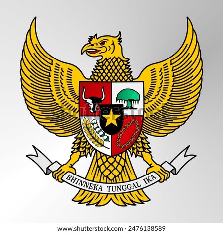 image of the Garuda symbol with a background with the words 