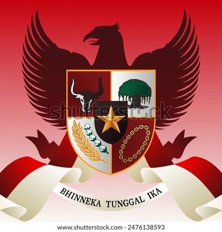 image of the Garuda symbol with a background with the words 