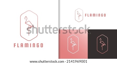 Luxury line art flamingo logo design