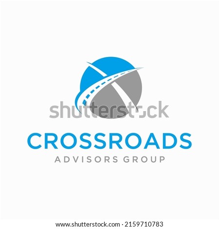 crossroad highway logo Vector icon design illustration