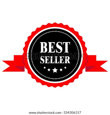 Best seller badge with a ribbon. Sale sticker, logo, stamp. Modern flat design, clear and bright. 