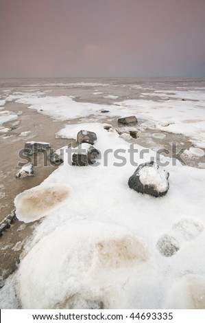 The Wadden Sea with snow and ice