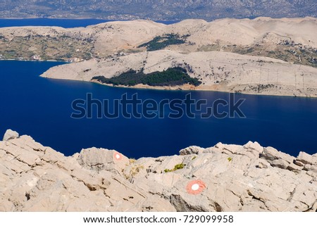 View from the way to Sv.Vid peak on island of Pag in Croatia Stock fotó © 
