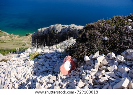 View from the path to Sv.Vid peak on island of Pag in Croatia Stock fotó © 