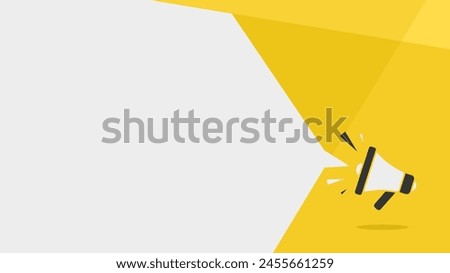 yellow announcement template background with megaphone and empty space for text