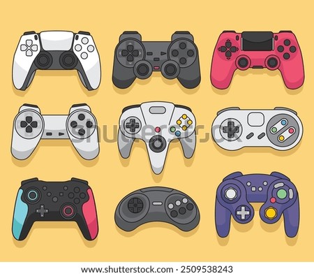 Game Controller Collection vector. Game Controller Collection flat vector. Game Joystick vector. Gamepad Vector.