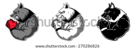 Graphic Mascot Vector Image of a wolf boxer. Logos for sport athletic club. Coat of Arms for the gym or sports shop. Kickboxing. Vector illustration Eps 10