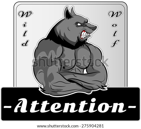 Graphic Mascot Vector Image of a wolf boxer. Logos for sport athletic club. Coat of Arms for the gym or sports shop. Wolf head. Vector illustration Eps 10