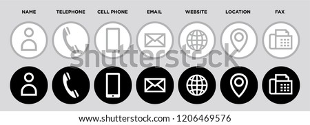 Vector elegant business card contact information icons on gray background