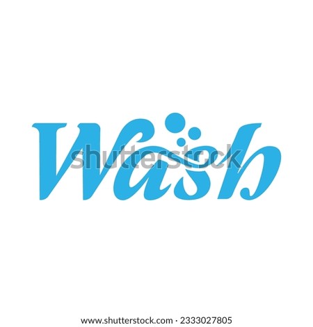 Vector blue custom lettering logo of the word Wash in light blue color