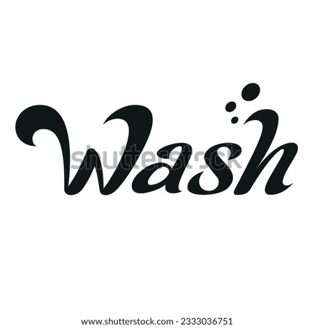 Vector black custom lettering logo of the word Wash in light blue color