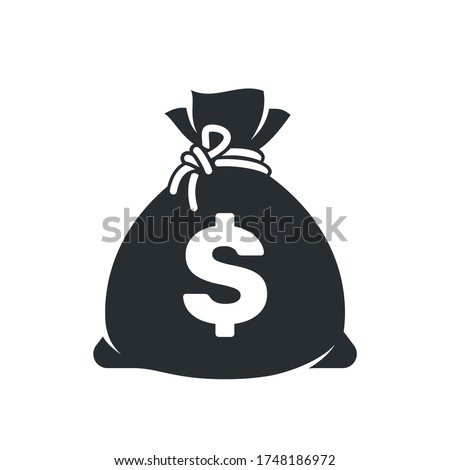 
Money bag vector icon, sack of money flat simple cartoon illustration with dollar sign isolated on white background. Eps 10.