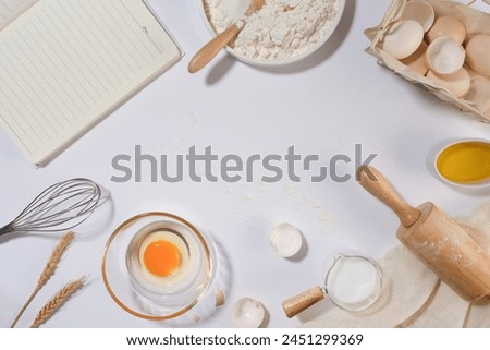 Similar – Image, Stock Photo Home-baked bread top view. Sourdough bread buns.