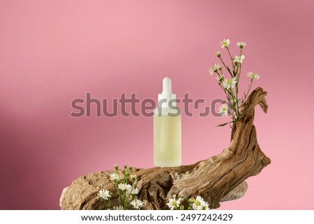 Similar – Image, Stock Photo Natural cosmetic product. White bottle on pastel background