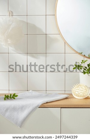 Similar – Image, Stock Photo Product mockup photo showing beauty and hygiene product using aloe vera for a sustainable lifestyle and ethical consumerism