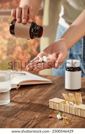 Similar – Image, Stock Photo Woman paining wooden box in blue color with brush