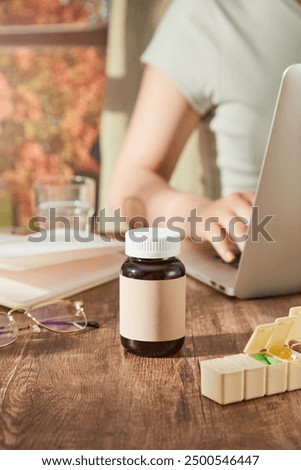 Similar – Image, Stock Photo Woman paining wooden box in blue color with brush