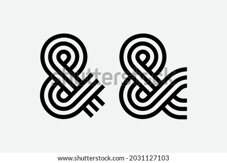 Elegant and stylish custom ampersand. Hand-drawn decorative ampersand for art typography, invitation, card, banner, or poster. Vector illustration.